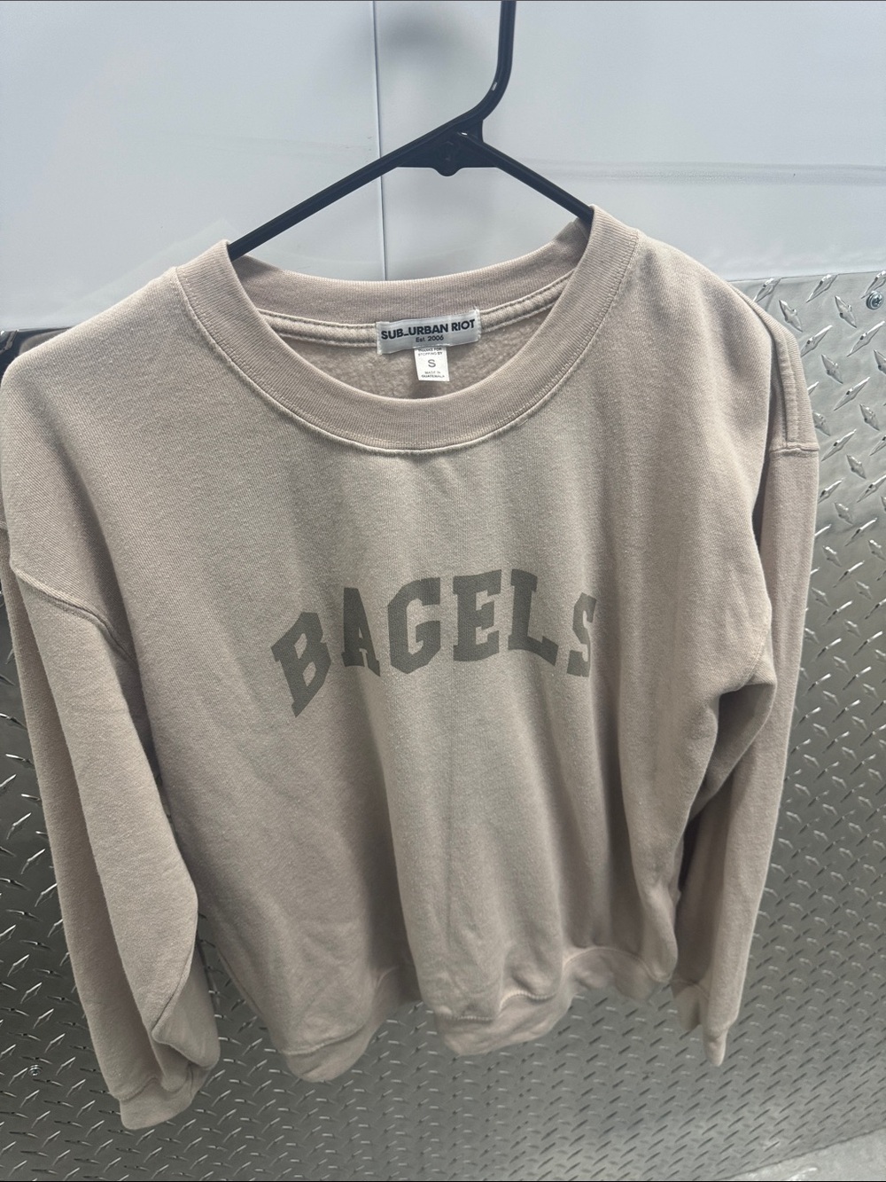 Sub urban riot- Bagels Graphic Crewneck Sweater - Beige, S - Picture 3 of 4